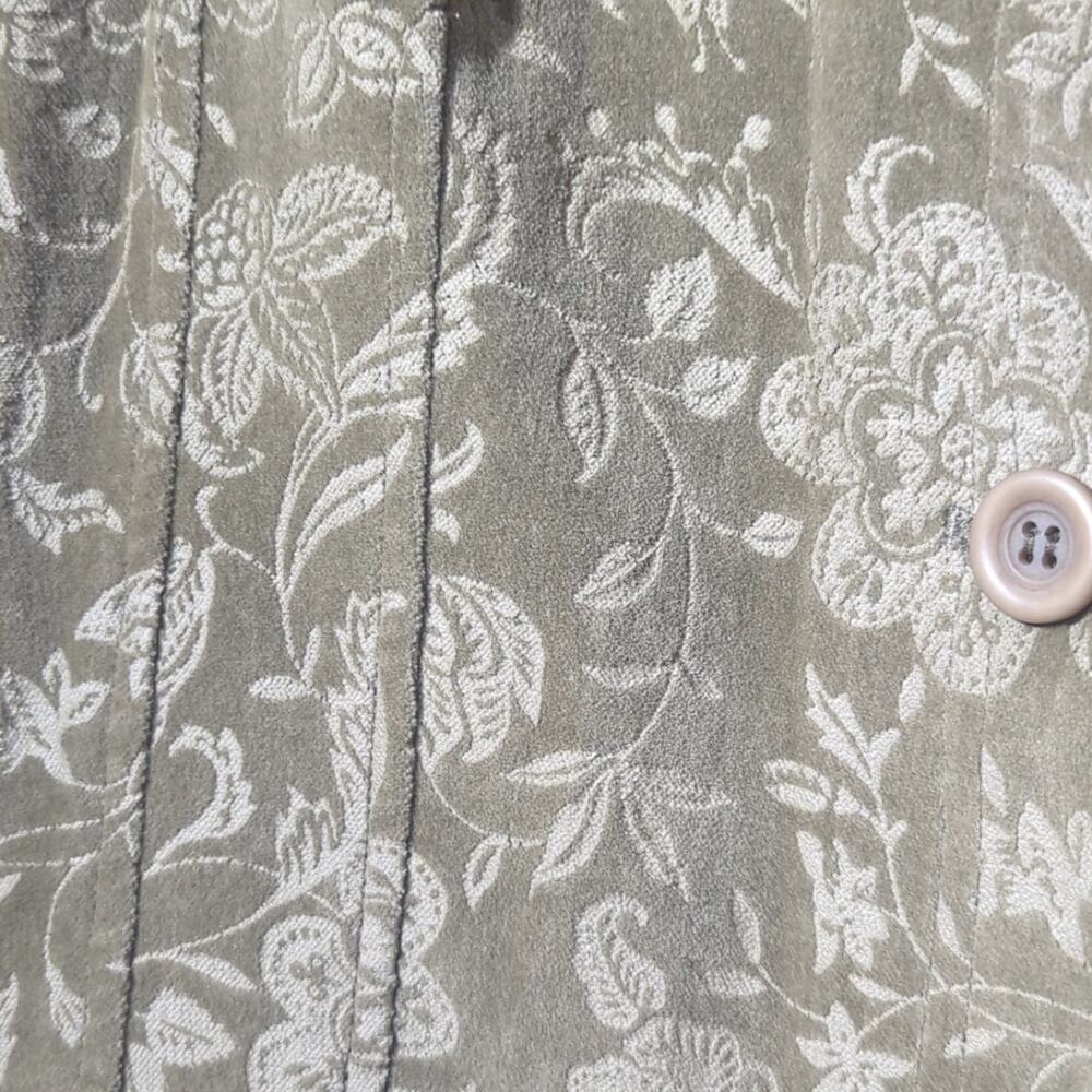 Vtg Talbots Tan Floral Embossed Velour 100% Cotton Unlined Blazer Plus Sz. 12W - Picture 7 of 9